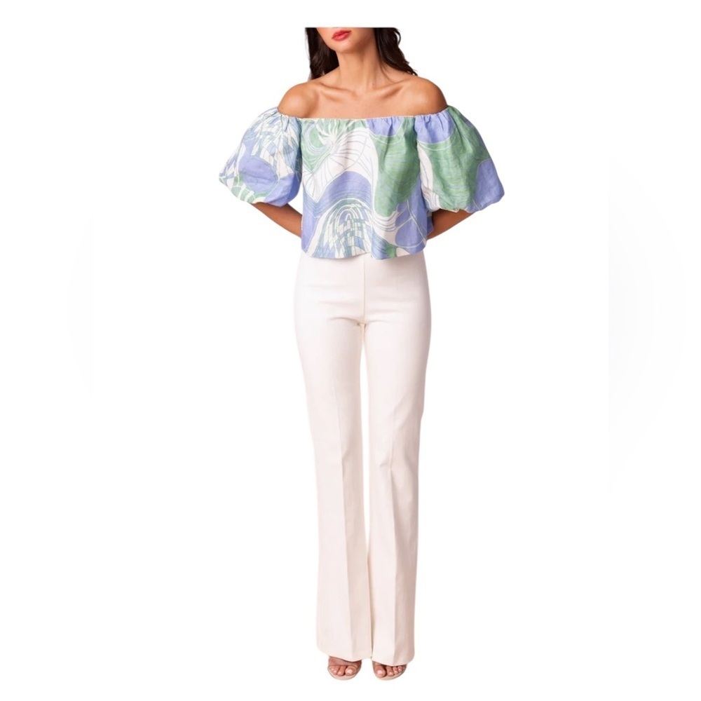 RHODE Sima Blue and Green Patterned Top Size M